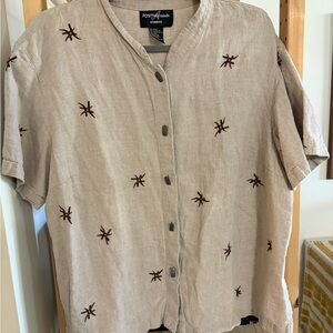 Positive Attitude Tan Embroidered Women’s Shirt